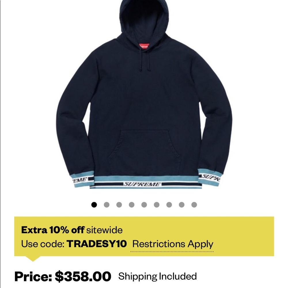 SUPREME NAVY BLUE SWEATSHIRT x HOODIE AUTHENTIC + NO DAMAGES NO PERMANENT DAMAGE